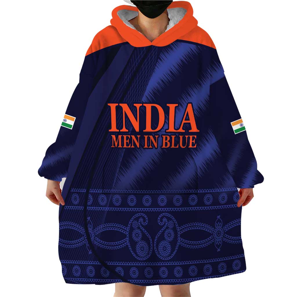 Custom India Cricket Wearable Blanket Hoodie Go Men In Blue Sporty Version - Vibe Hoodie Shop