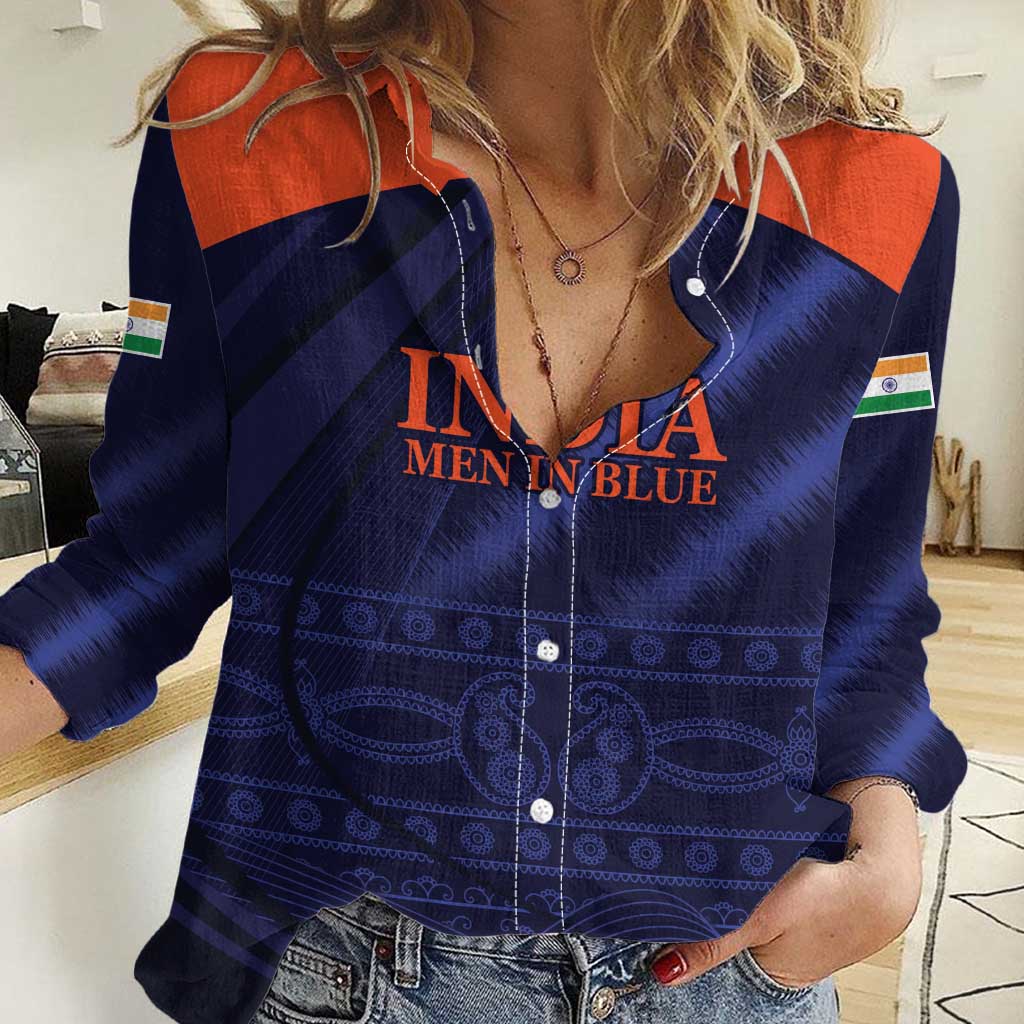 Custom India Cricket Women Casual Shirt Go Men In Blue Sporty Version - Vibe Hoodie Shop