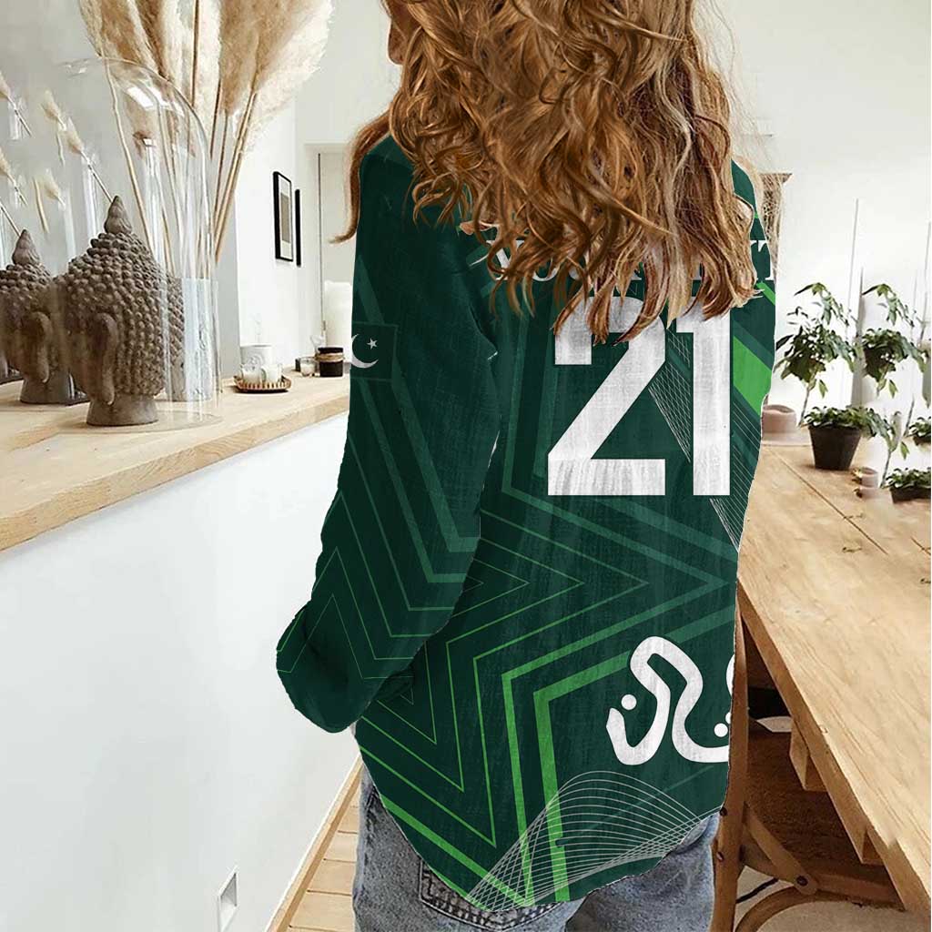 Custom Pakistan Cricket Women Casual Shirt Go Shaheens Sporty Version - Vibe Hoodie Shop
