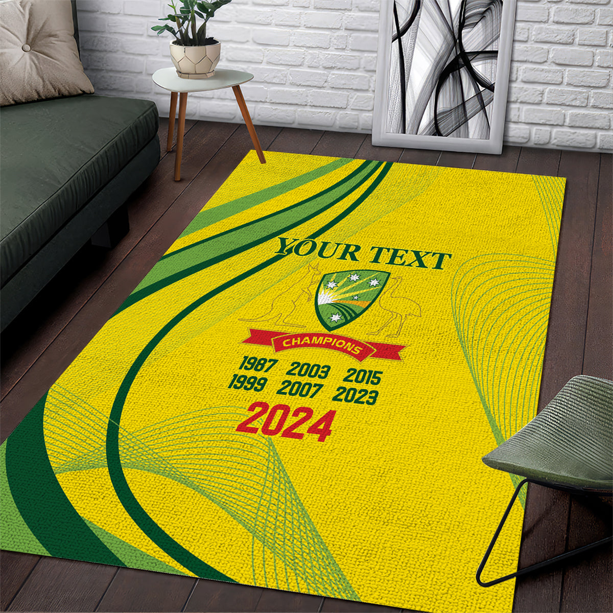 Australia Cricket World Cup 2024 Area Rug Aussie Make Champions - Vibe Hoodie Shop