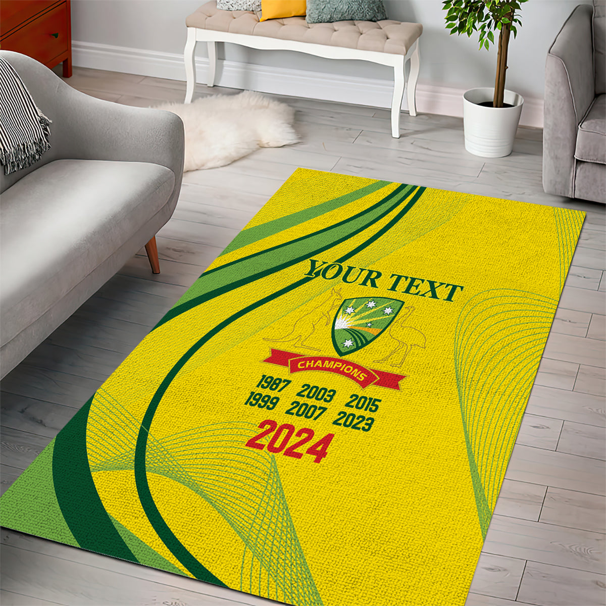 Australia Cricket World Cup 2024 Area Rug Aussie Make Champions - Vibe Hoodie Shop