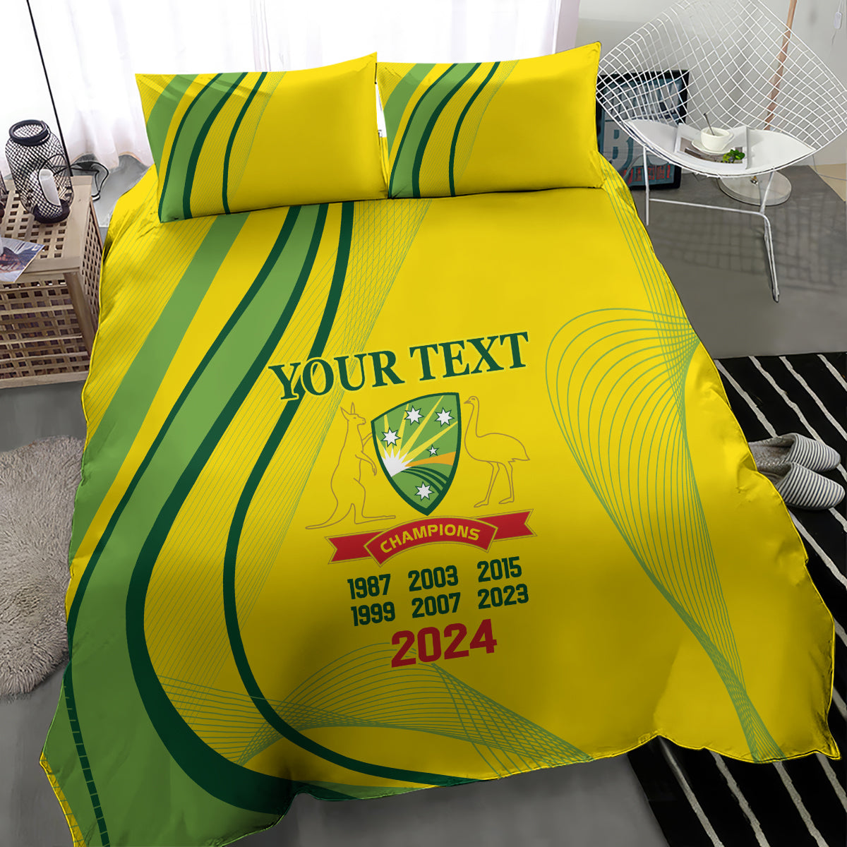 Australia Cricket World Cup 2024 Bedding Set Aussie Make Champions - Vibe Hoodie Shop
