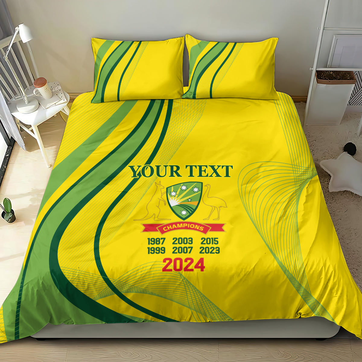 Australia Cricket World Cup 2024 Bedding Set Aussie Make Champions - Vibe Hoodie Shop