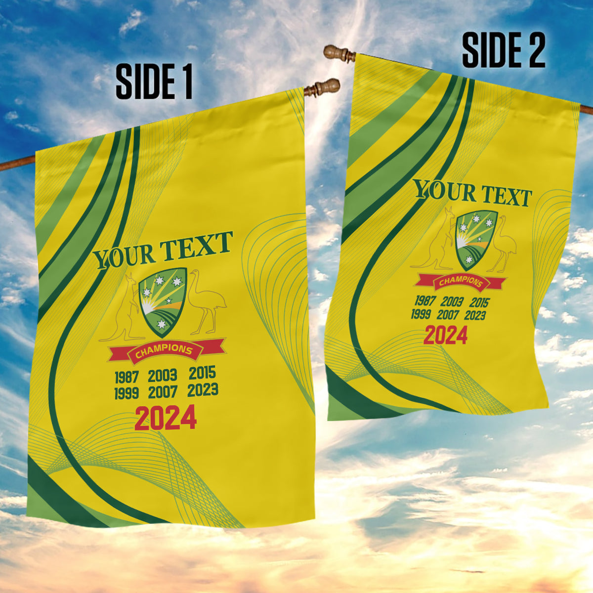 Australia Cricket World Cup 2024 Garden Flag Aussie Make Champions - Vibe Hoodie Shop