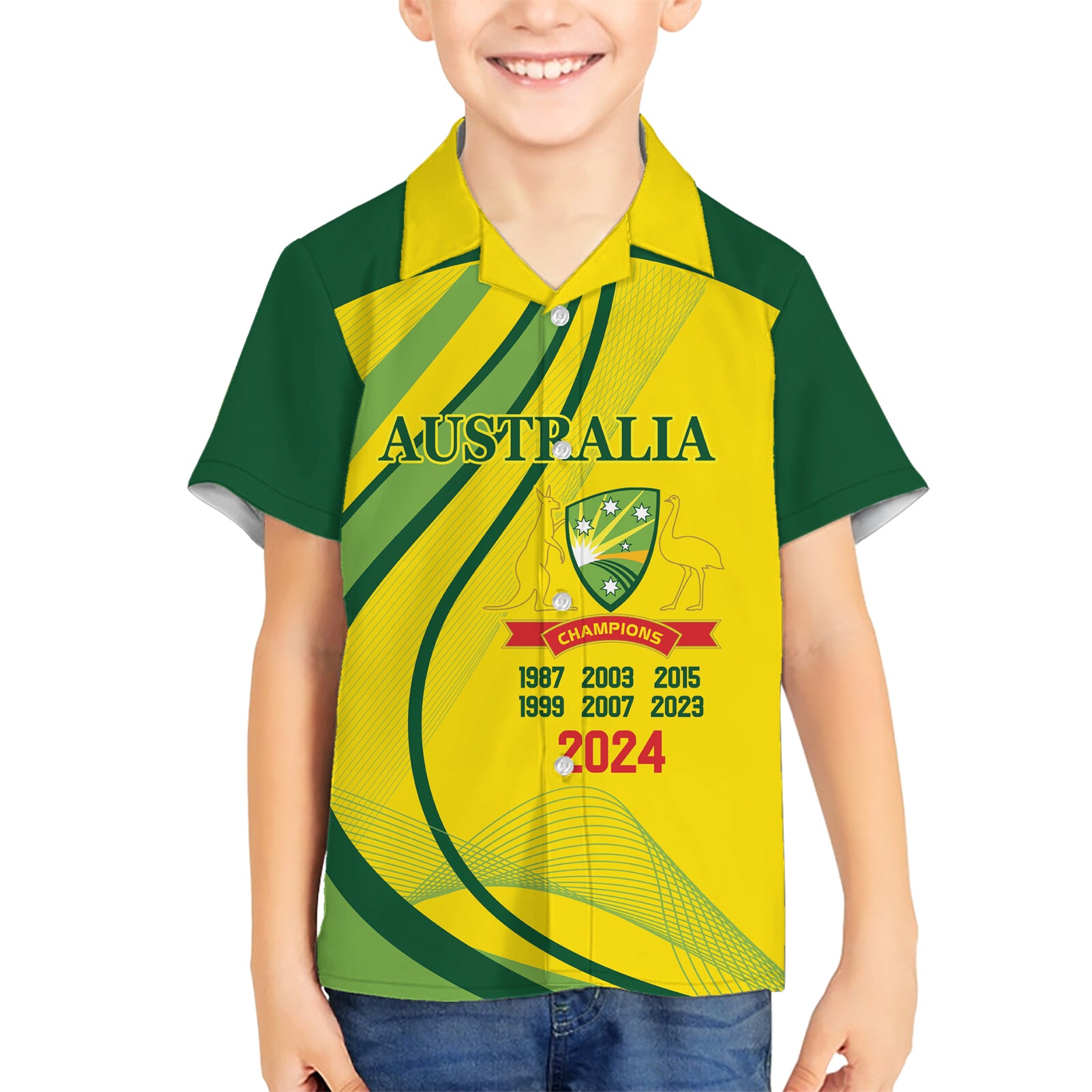 Australia Cricket World Cup 2024 Hawaiian Shirt Aussie Make Champions - Vibe Hoodie Shop