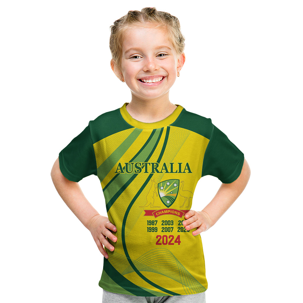 Australia Cricket World Cup 2024 Kid T Shirt Aussie Make Champions - Vibe Hoodie Shop