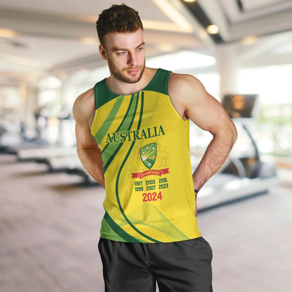 Australia Cricket World Cup 2024 Men Tank Top Aussie Make Champions - Vibe Hoodie Shop