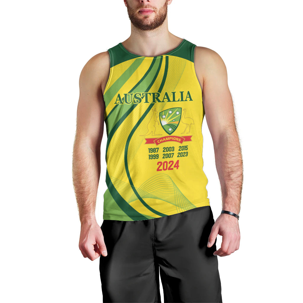 Australia Cricket World Cup 2024 Men Tank Top Aussie Make Champions - Vibe Hoodie Shop