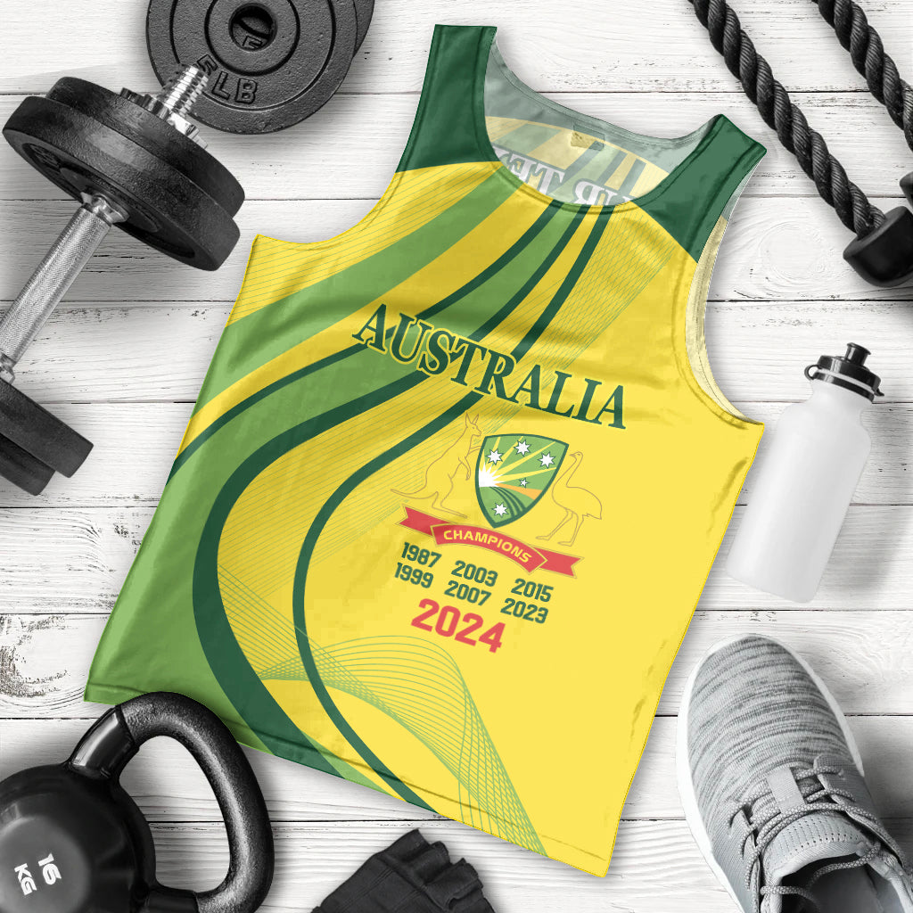 Australia Cricket World Cup 2024 Men Tank Top Aussie Make Champions - Vibe Hoodie Shop