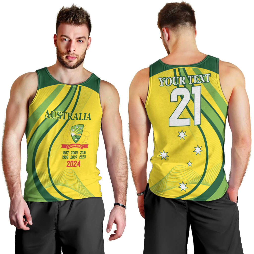 Australia Cricket World Cup 2024 Men Tank Top Aussie Make Champions - Vibe Hoodie Shop