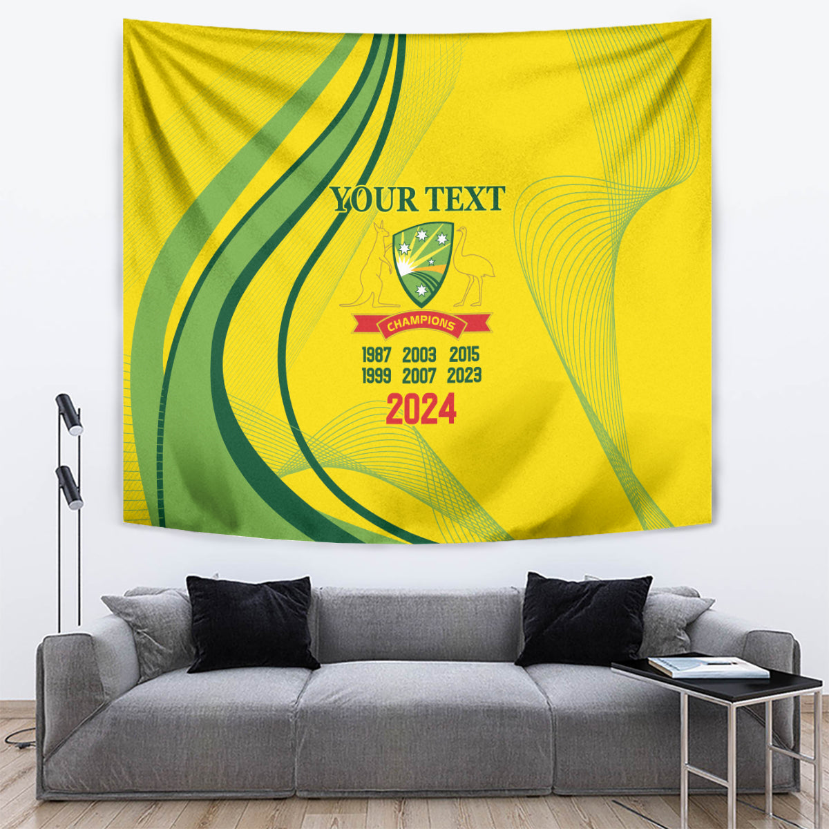 Australia Cricket World Cup 2024 Tapestry Aussie Make Champions - Vibe Hoodie Shop