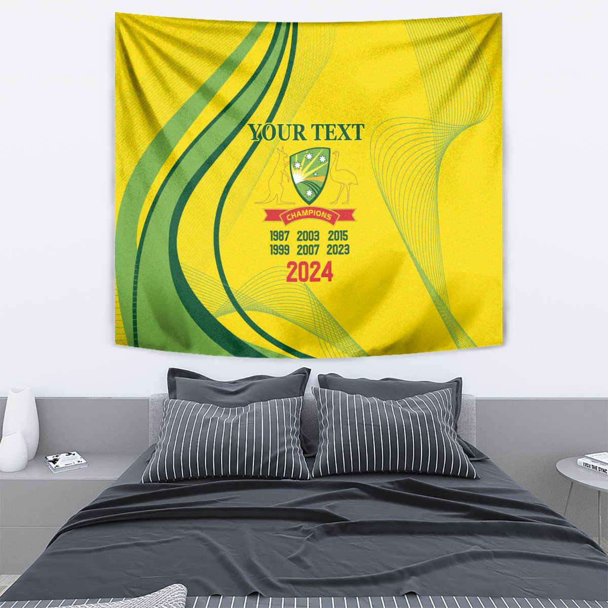 Australia Cricket World Cup 2024 Tapestry Aussie Make Champions - Vibe Hoodie Shop