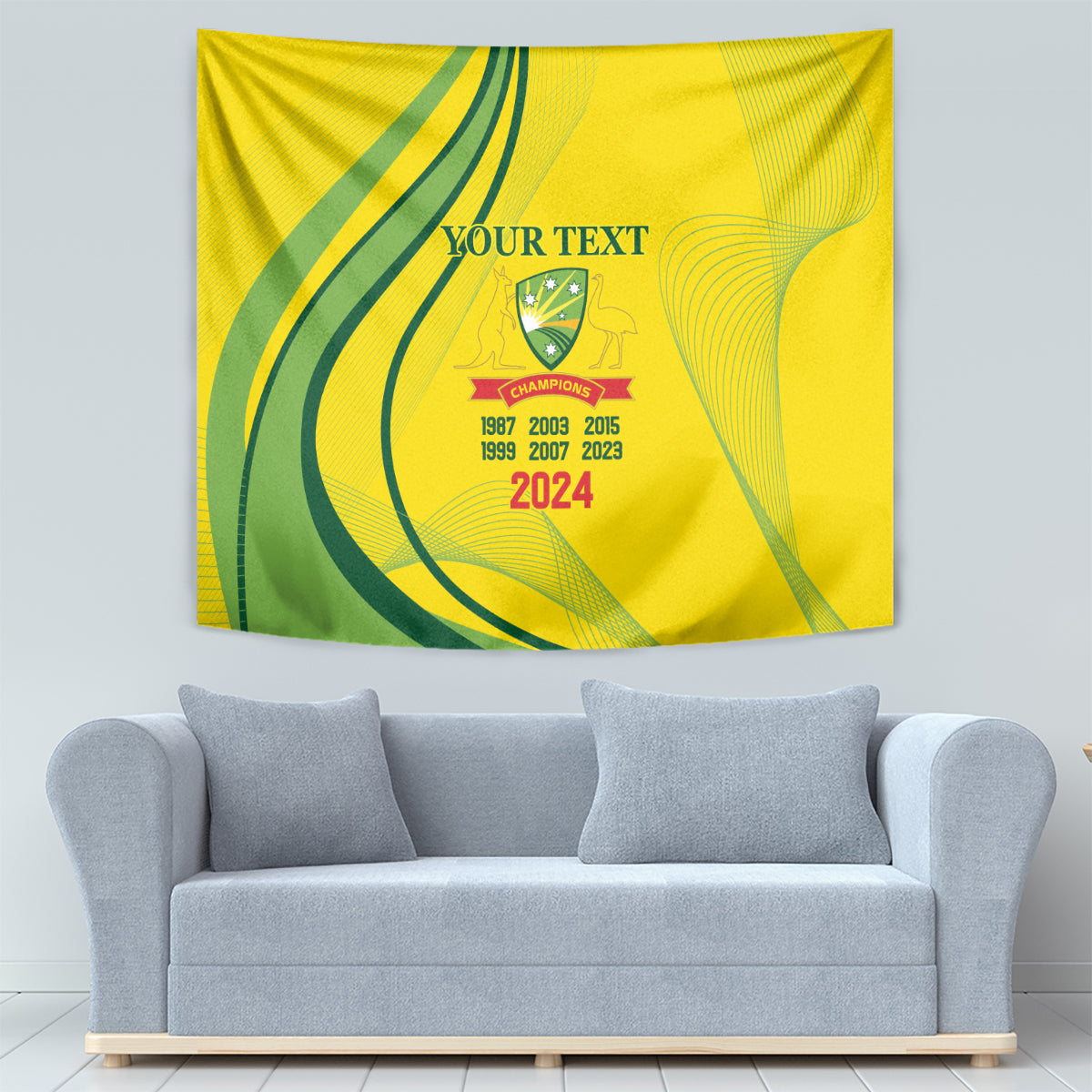 Australia Cricket World Cup 2024 Tapestry Aussie Make Champions - Vibe Hoodie Shop