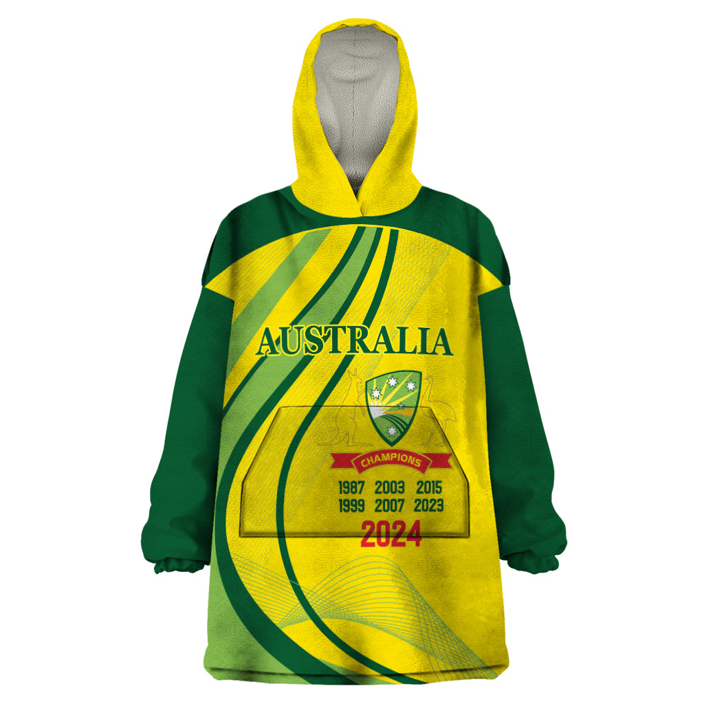 Australia Cricket World Cup 2024 Wearable Blanket Hoodie Aussie Make Champions - Vibe Hoodie Shop