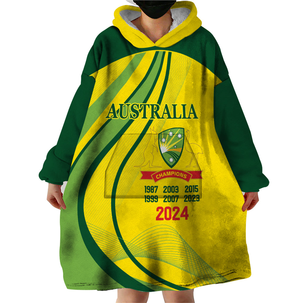 Australia Cricket World Cup 2024 Wearable Blanket Hoodie Aussie Make Champions - Vibe Hoodie Shop