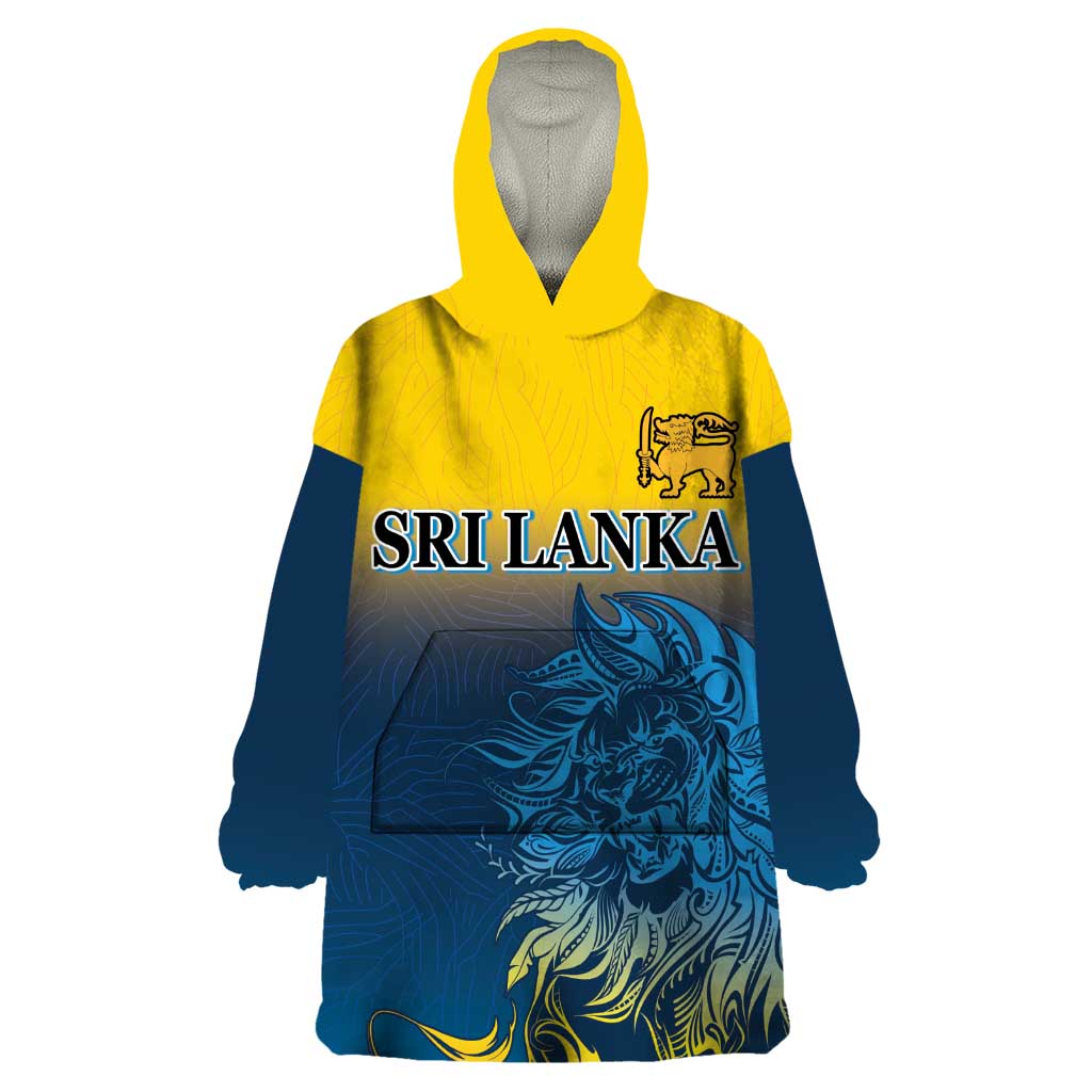 Custom Sri Lanka Cricket Wearable Blanket Hoodie With Simple Lions Version - Vibe Hoodie Shop