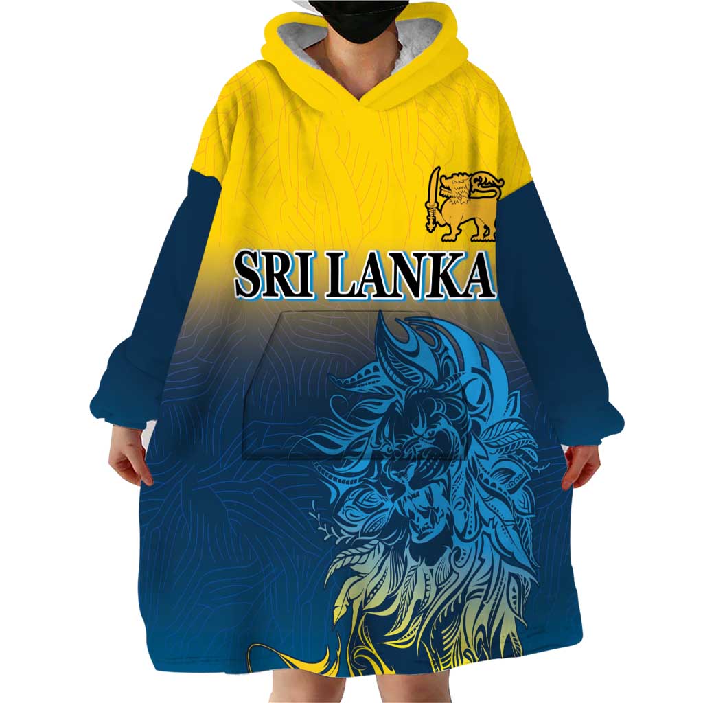 Custom Sri Lanka Cricket Wearable Blanket Hoodie With Simple Lions Version - Vibe Hoodie Shop