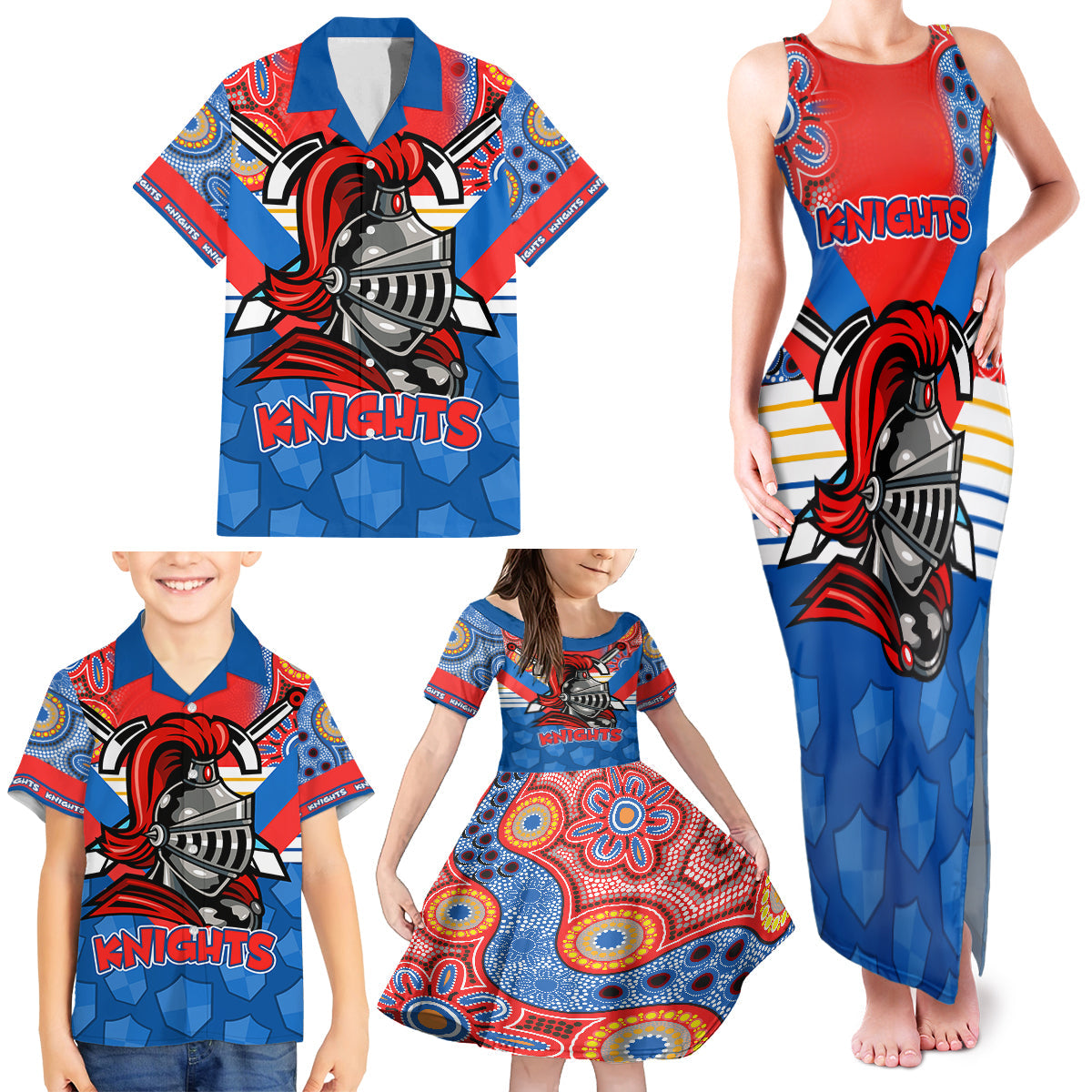 nrl-knight-family-matching-tank-maxi-dress-and-hawaiian-shirt-proud-newcastle-aboriginal-vibe