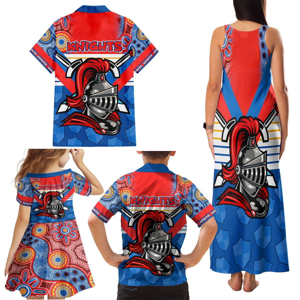 nrl-knight-family-matching-tank-maxi-dress-and-hawaiian-shirt-proud-newcastle-aboriginal-vibe