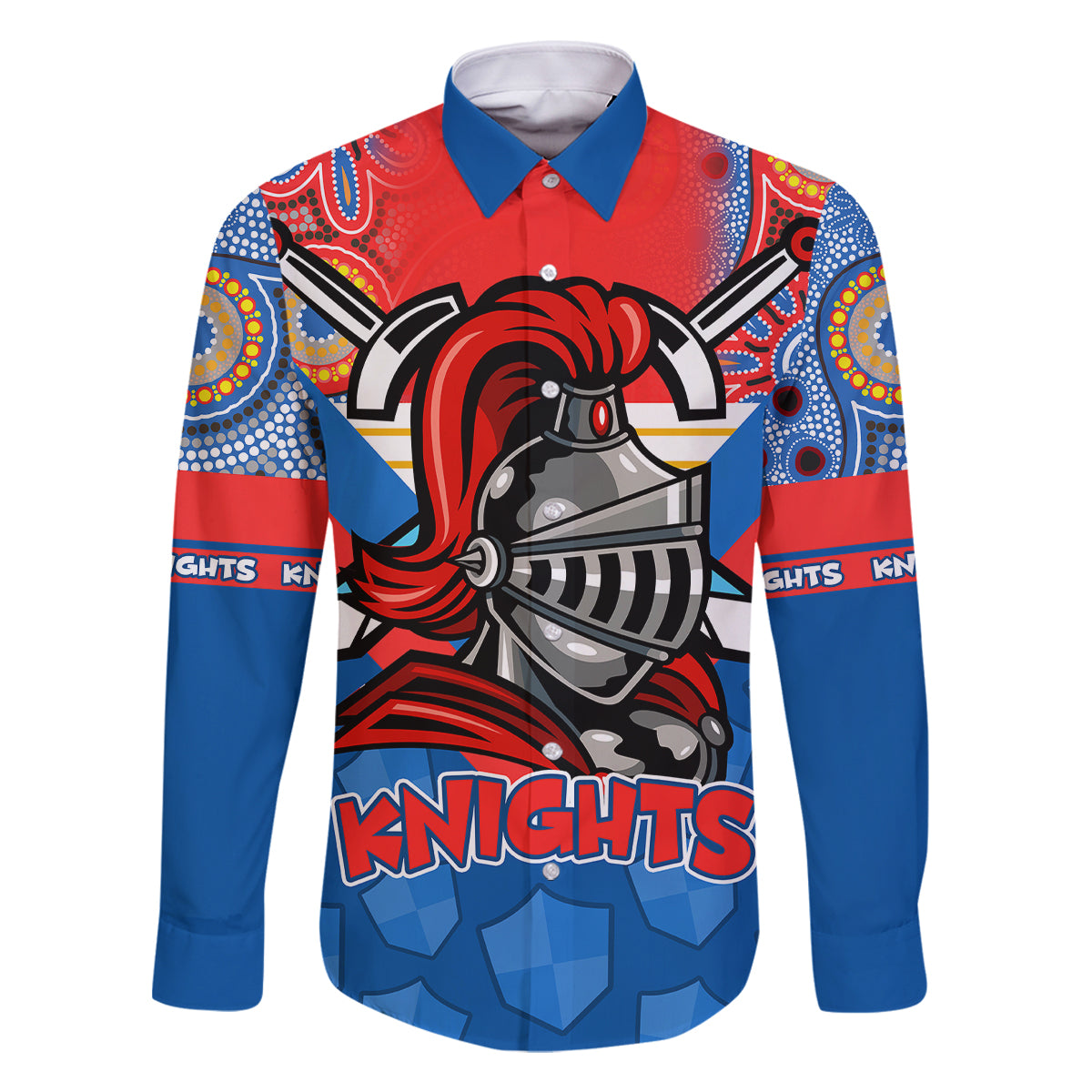 custom-nrl-knight-family-matching-long-sleeve-bodycon-dress-and-hawaiian-shirt-proud-newcastle-aboriginal-vibe