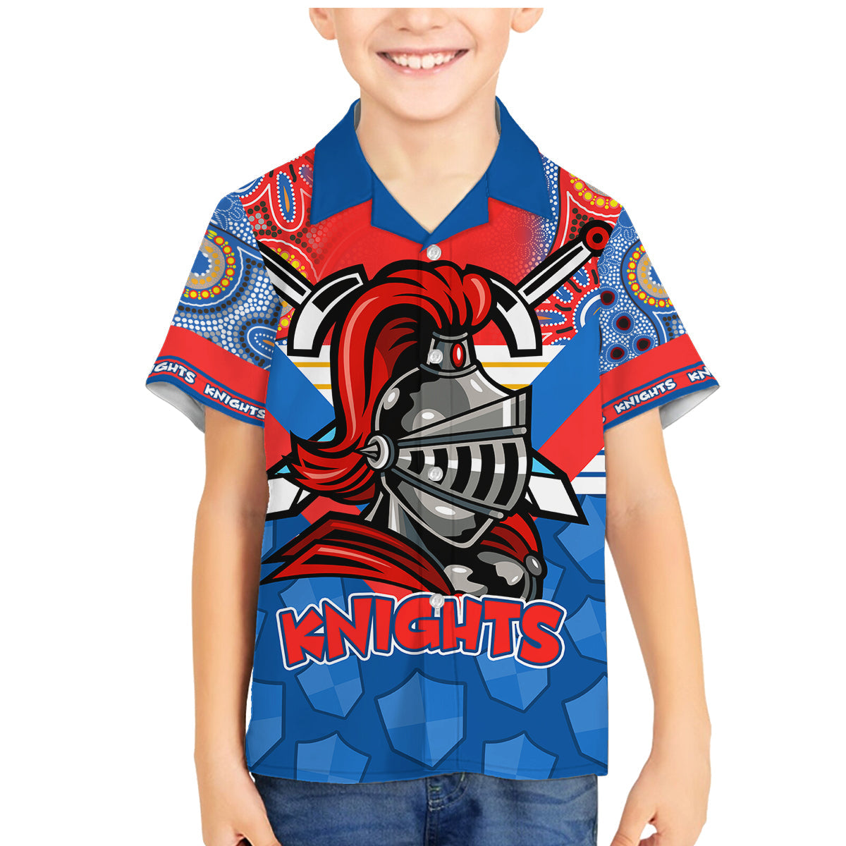 custom-nrl-knight-family-matching-mermaid-dress-and-hawaiian-shirt-proud-newcastle-aboriginal-vibe