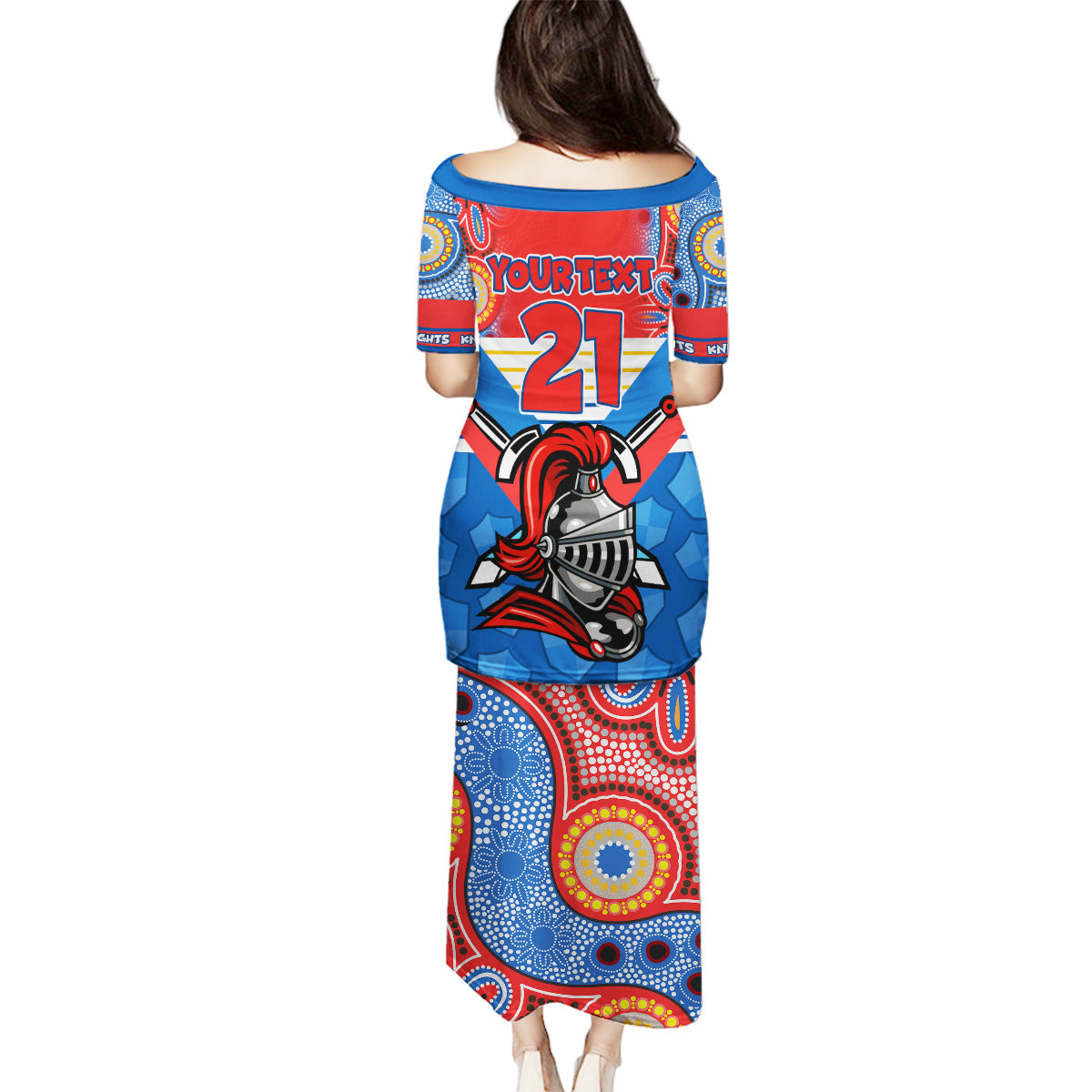 custom-nrl-knight-family-matching-puletasi-dress-and-hawaiian-shirt-proud-newcastle-aboriginal-vibe