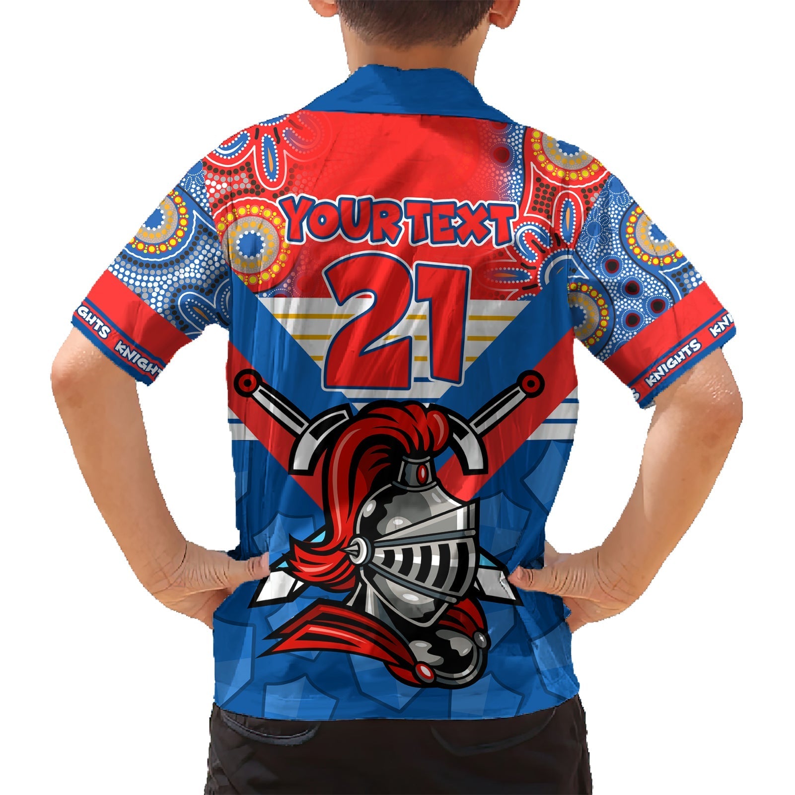 custom-nrl-knight-family-matching-short-sleeve-bodycon-dress-and-hawaiian-shirt-proud-newcastle-aboriginal-vibe