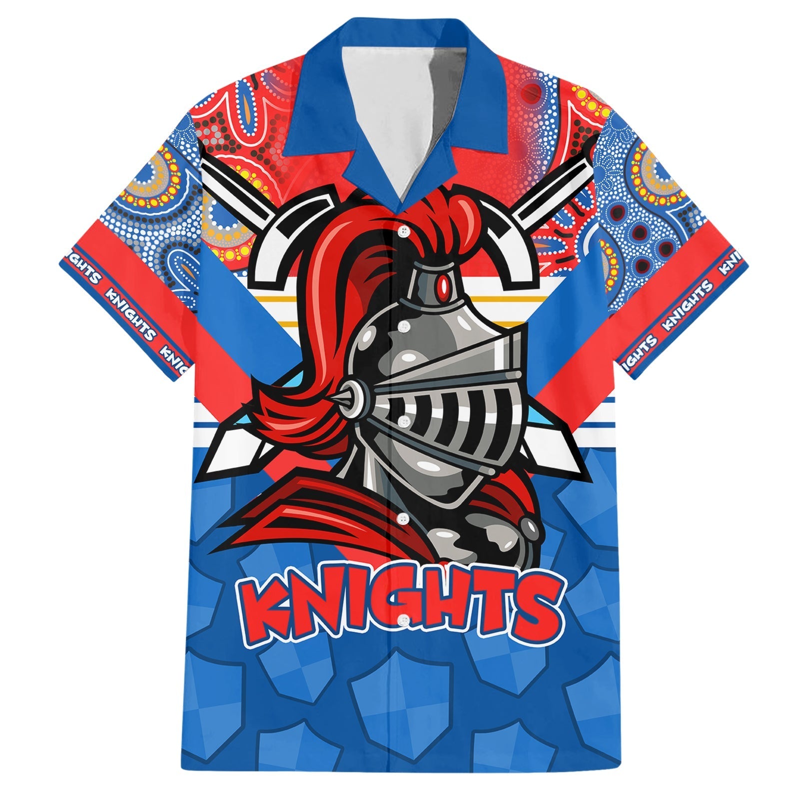 custom-nrl-knight-family-matching-short-sleeve-bodycon-dress-and-hawaiian-shirt-proud-newcastle-aboriginal-vibe
