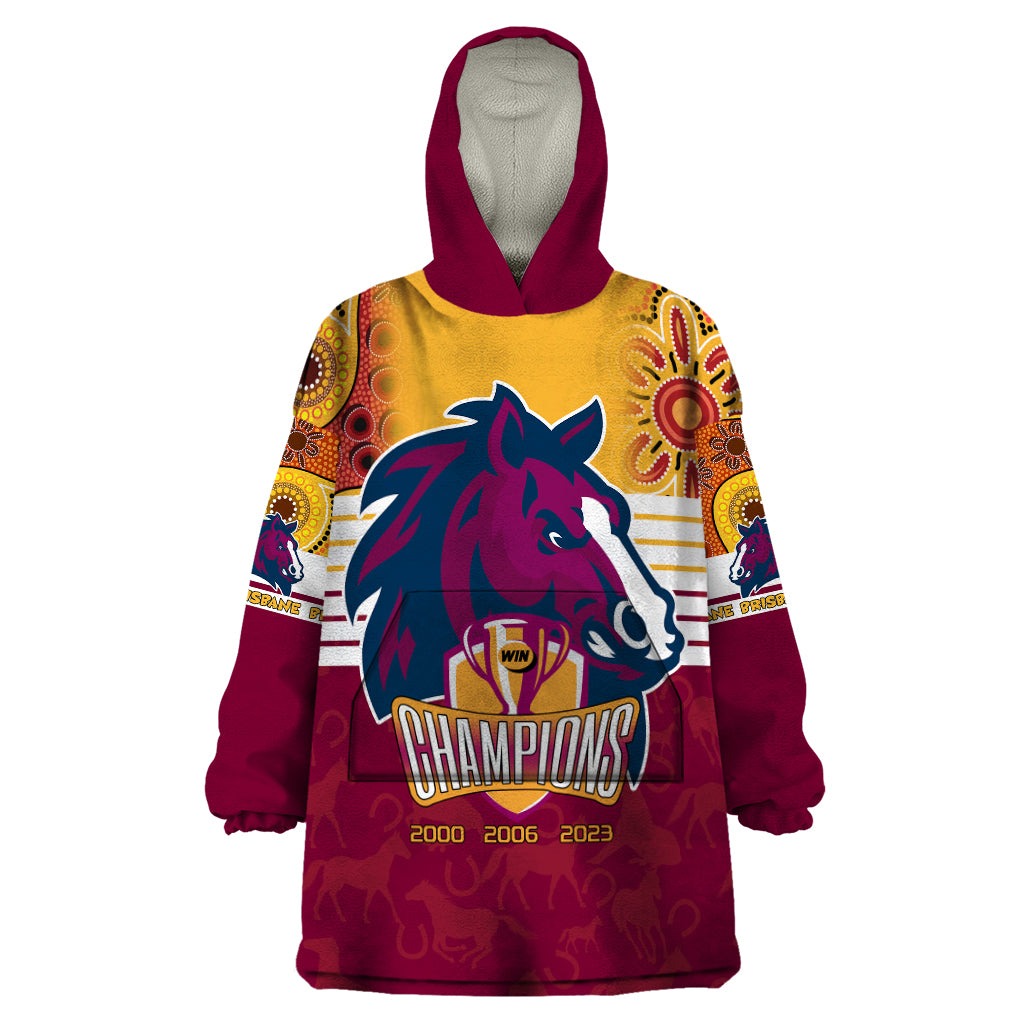 NRL Broncos Champions 2023 Wearable Blanket Hoodie Proud Newcastle Aboriginal Vibe - Vibe Hoodie Shop