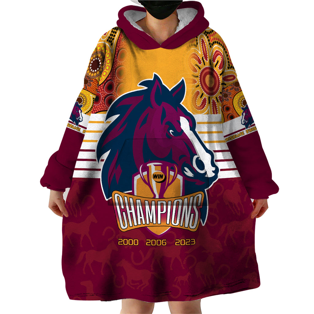 NRL Broncos Champions 2023 Wearable Blanket Hoodie Proud Newcastle Aboriginal Vibe - Vibe Hoodie Shop