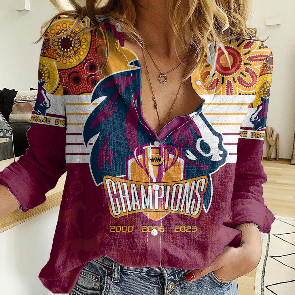 Custom NRL Broncos Champions 2023 Women Casual Shirt Proud Newcastle Aboriginal Vibe - Vibe Hoodie Shop