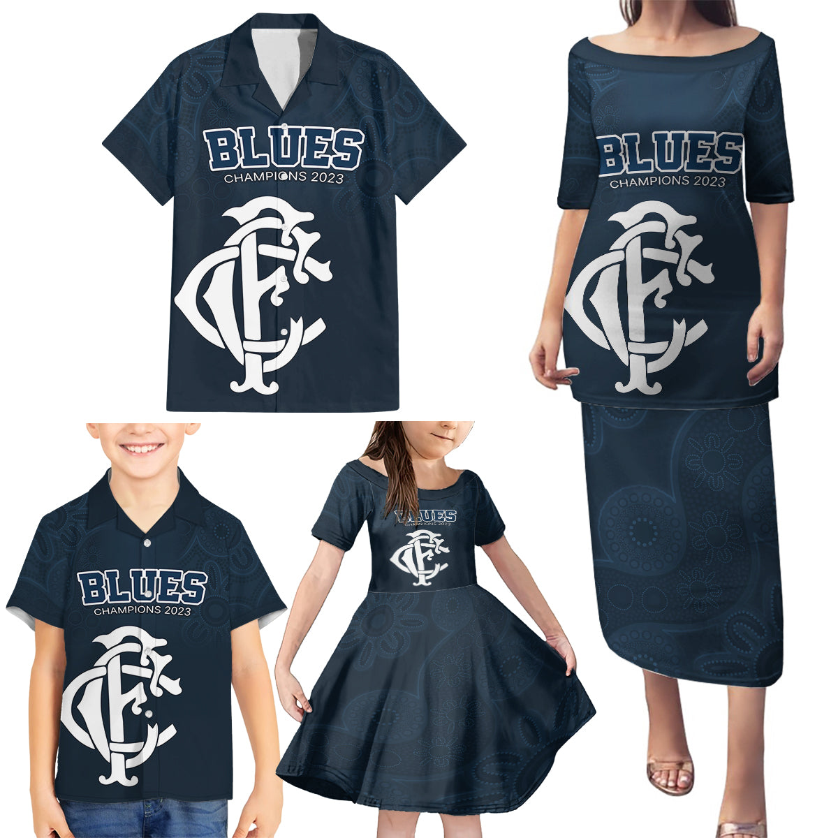 afl-blues-champions-2023-family-matching-puletasi-dress-and-hawaiian-shirt-proud-carlton-aboriginal-vibe