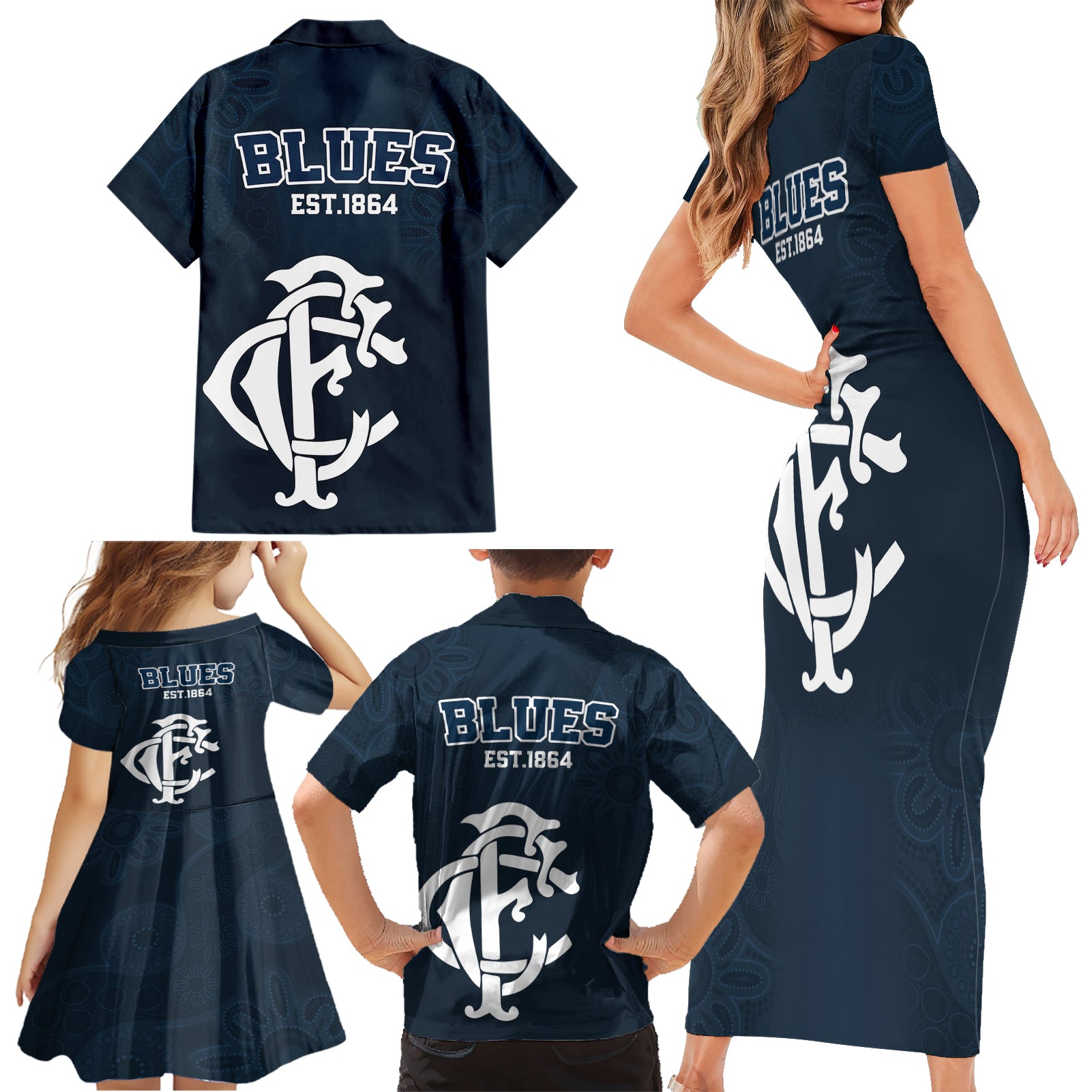 afl-blues-champions-2023-family-matching-short-sleeve-bodycon-dress-and-hawaiian-shirt-proud-carlton-aboriginal-vibe