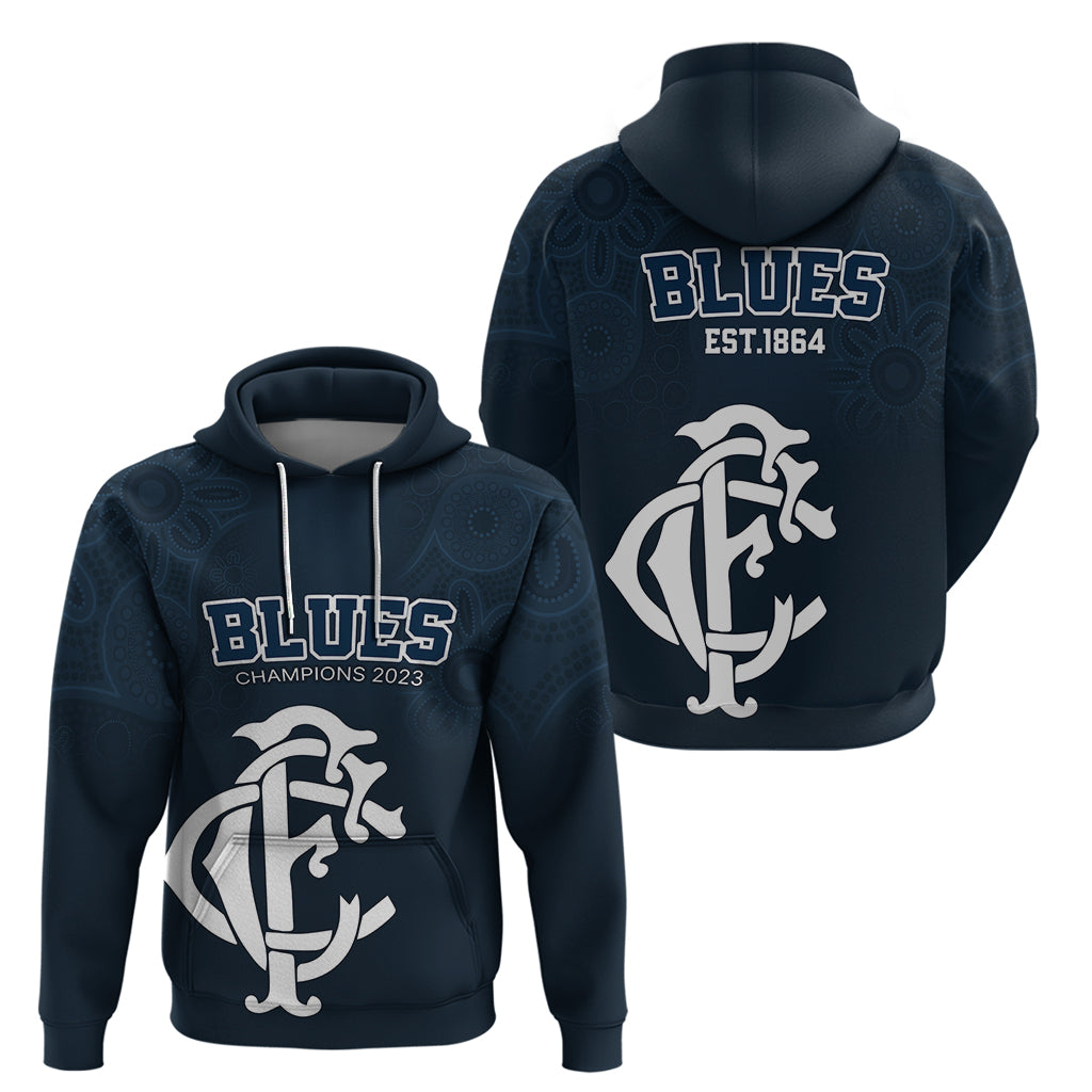 AFL Blues Champions 2023 Hoodie Proud Carlton Aboriginal Vibe LT9 - Vibe Hoodie Shop