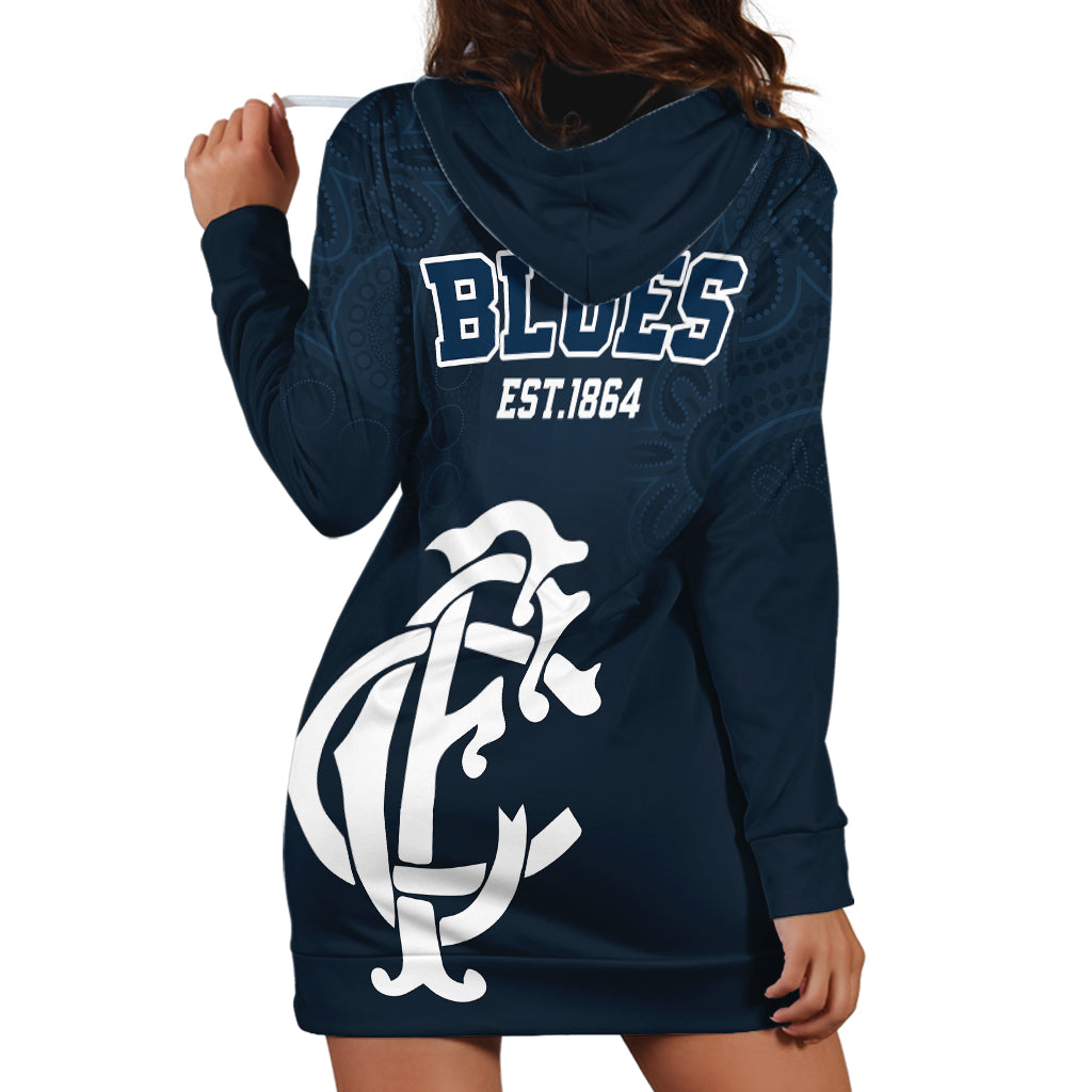 AFL Blues Champions 2023 Hoodie Dress Proud Carlton Aboriginal Vibe - Vibe Hoodie Shop