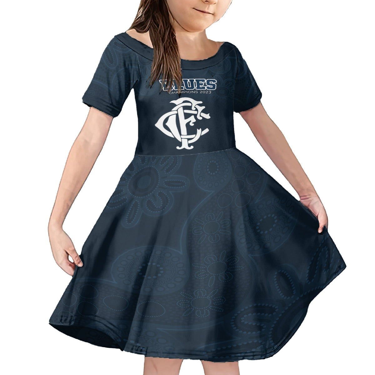 AFL Blues Champions 2023 Kid Short Sleeve Dress Proud Carlton Aboriginal Vibe - Vibe Hoodie Shop