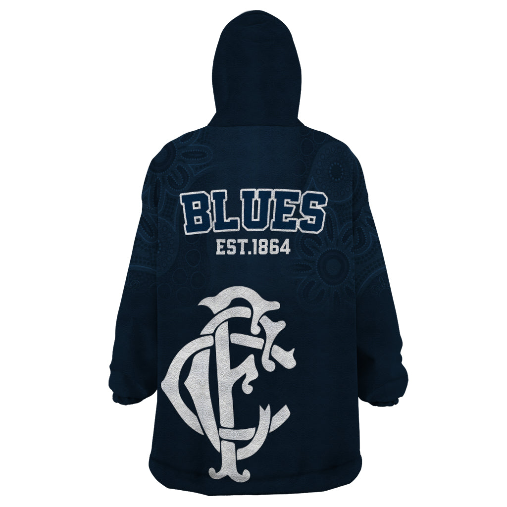 AFL Blues Champions 2023 Wearable Blanket Hoodie Proud Carlton Aboriginal Vibe - Vibe Hoodie Shop