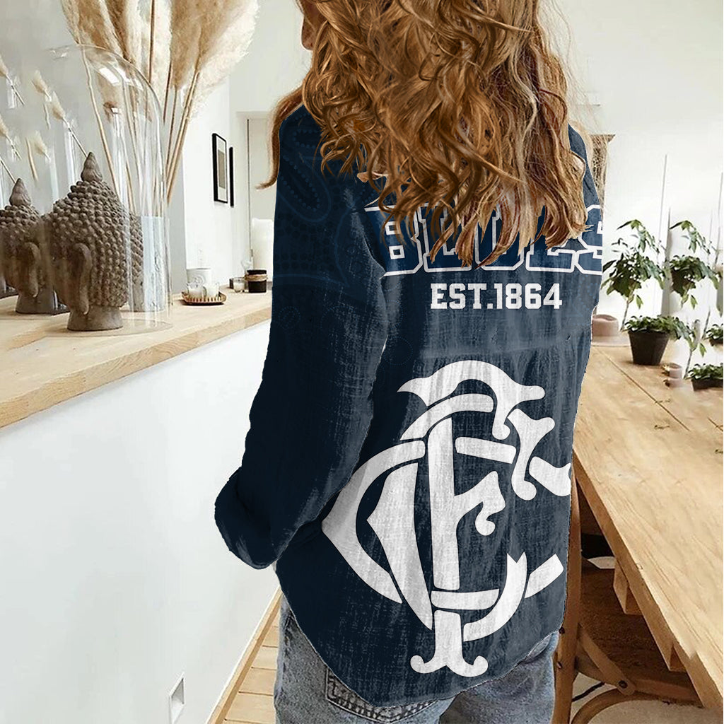 AFL Blues Champions 2023 Women Casual Shirt Proud Carlton Aboriginal Vibe - Vibe Hoodie Shop