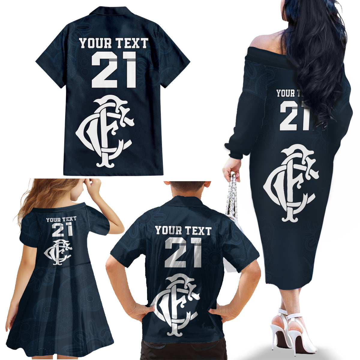 custom-afl-blues-champions-2023-family-matching-off-shoulder-long-sleeve-dress-and-hawaiian-shirt-proud-carlton-aboriginal-vibe