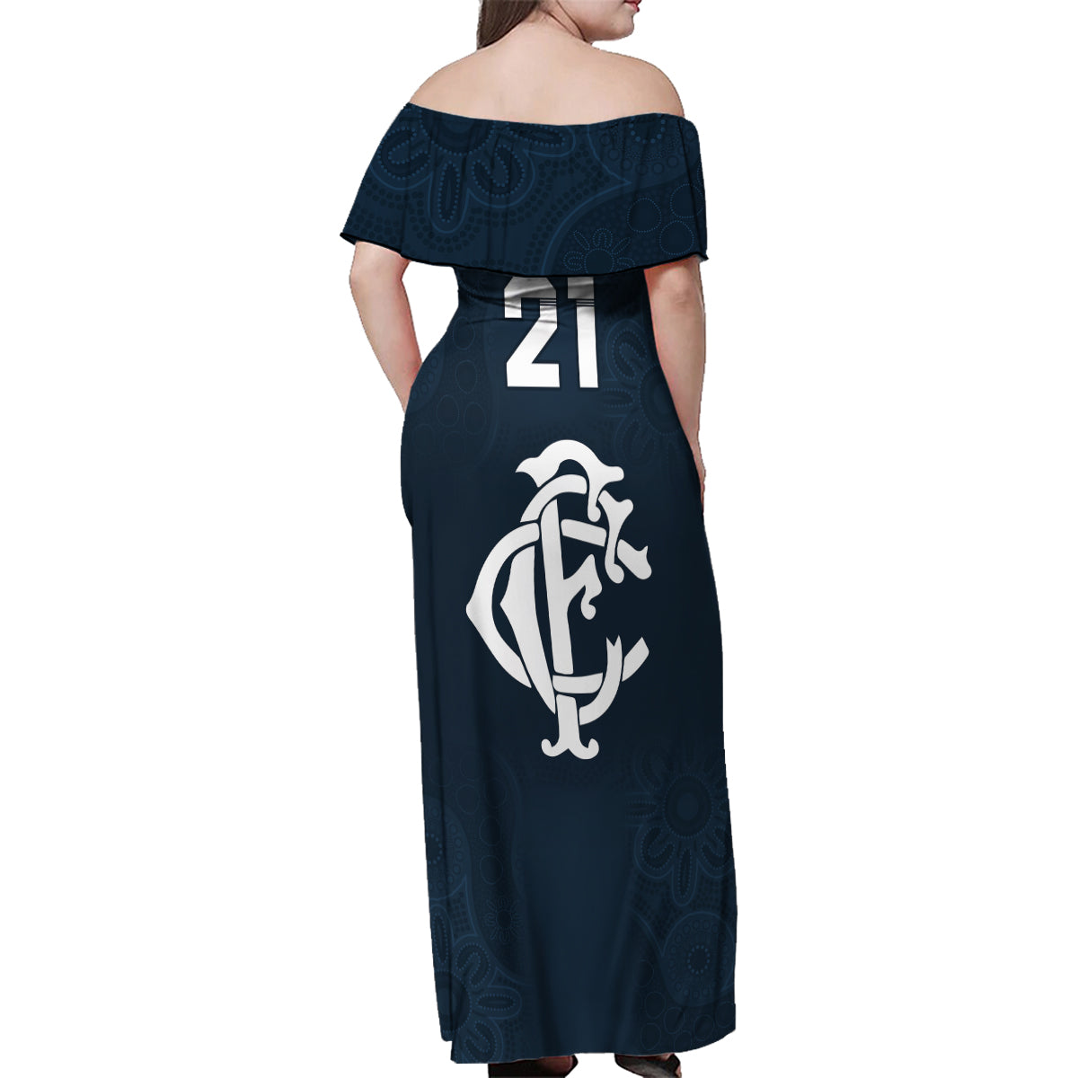 custom-afl-blues-champions-2023-family-matching-off-shoulder-maxi-dress-and-hawaiian-shirt-proud-carlton-aboriginal-vibe