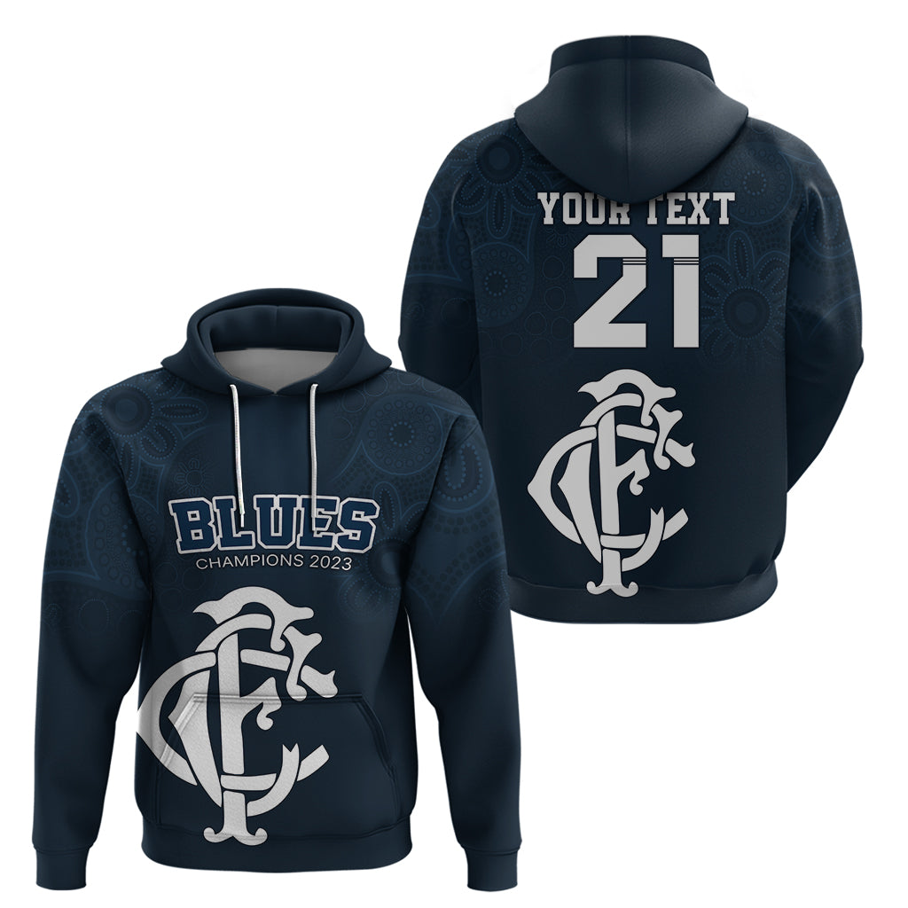 Custom AFL Blues Champions 2023 Hoodie Proud Carlton Aboriginal Vibe LT9 - Vibe Hoodie Shop