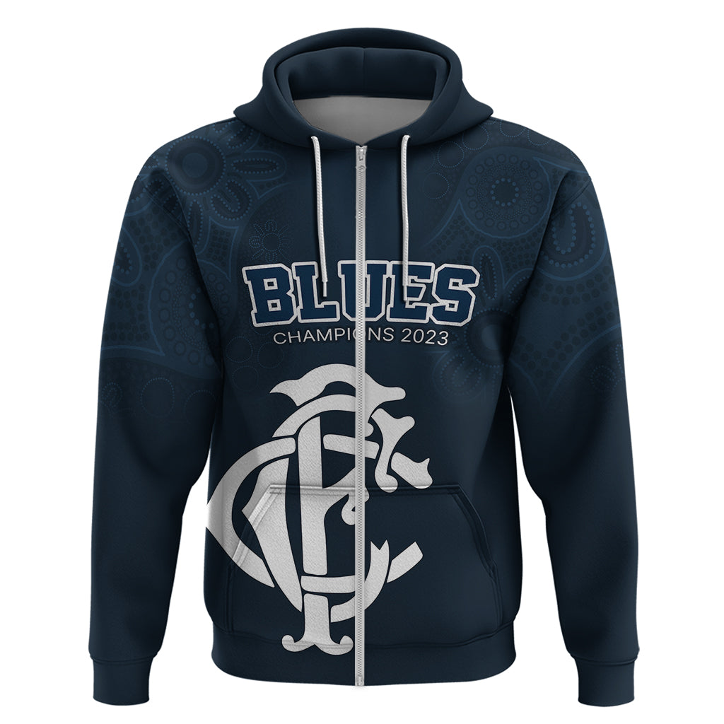 Custom AFL Blues Champions 2023 Hoodie Proud Carlton Aboriginal Vibe LT9 - Vibe Hoodie Shop