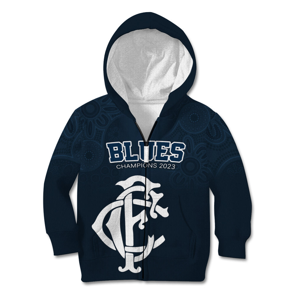 Custom AFL Blues Champions 2023 Kid Hoodie Proud Carlton Aboriginal Vibe - Vibe Hoodie Shop