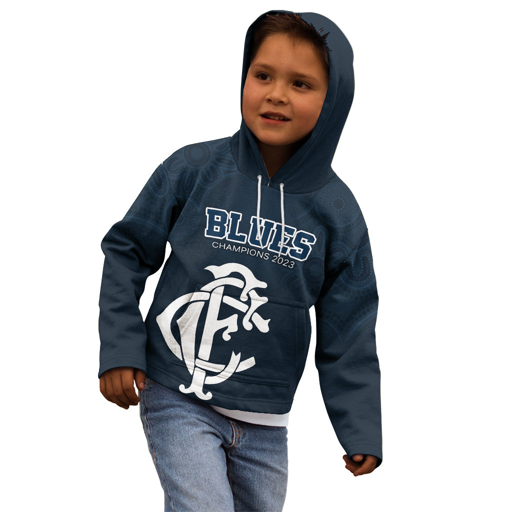 Custom AFL Blues Champions 2023 Kid Hoodie Proud Carlton Aboriginal Vibe - Vibe Hoodie Shop