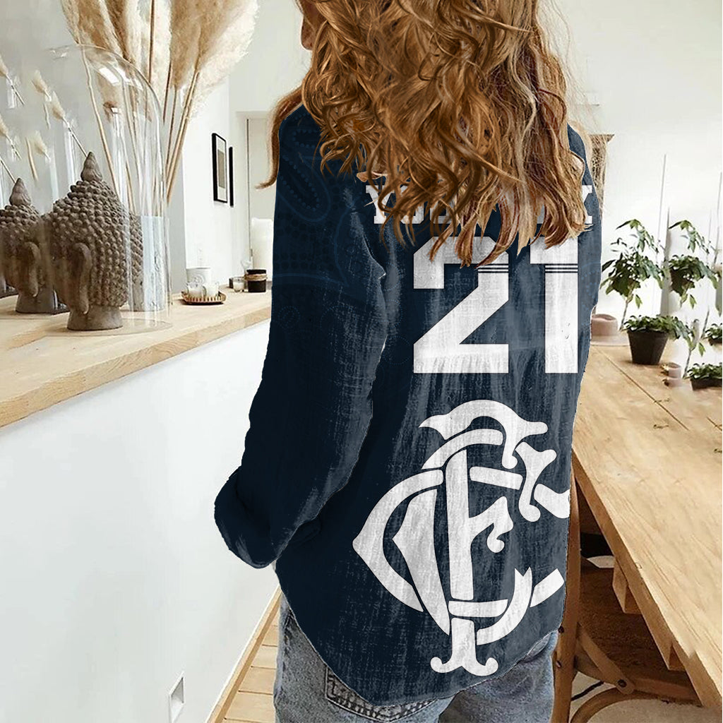 Custom AFL Blues Champions 2023 Women Casual Shirt Proud Carlton Aboriginal Vibe - Vibe Hoodie Shop