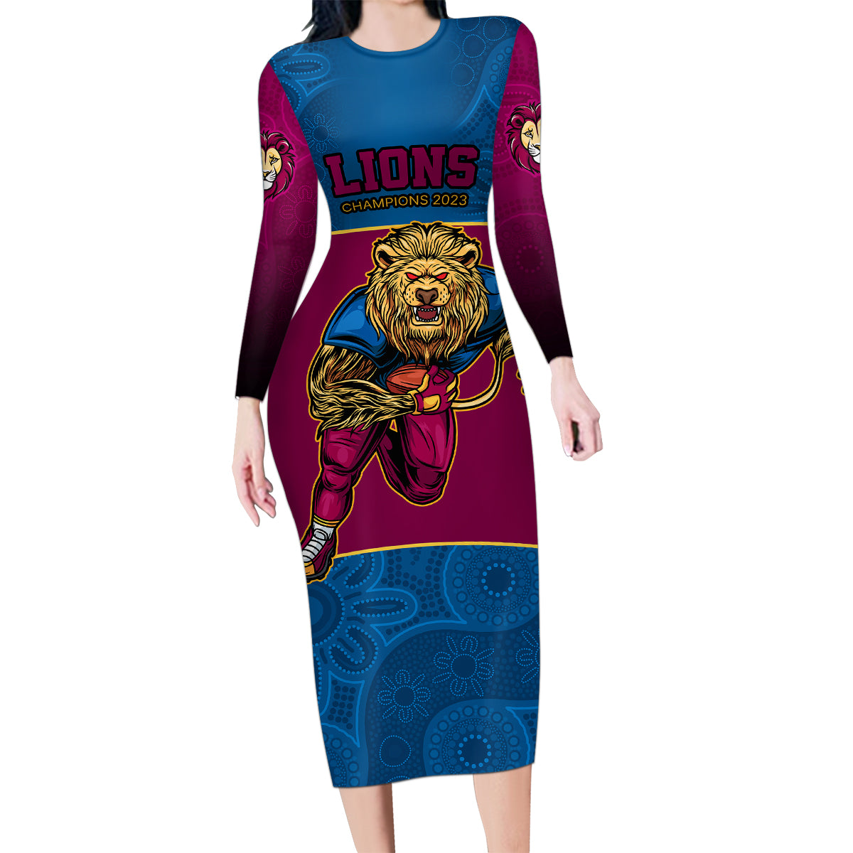 afl-lions-champions-2023-family-matching-long-sleeve-bodycon-dress-and-hawaiian-shirt-proud-brisbane-aboriginal-vibe