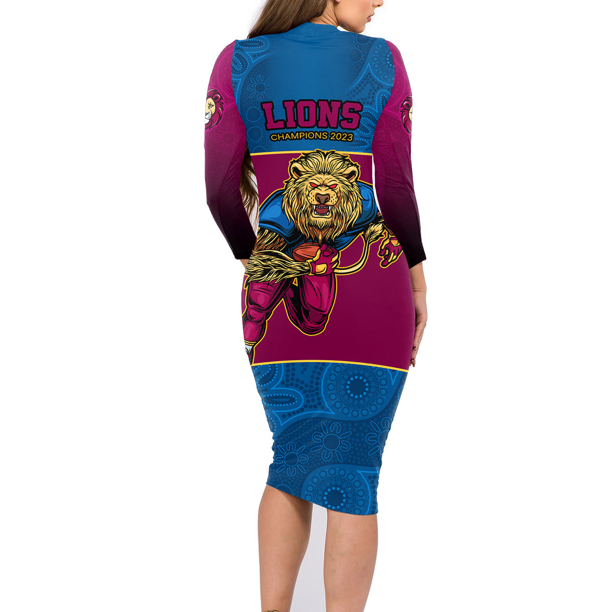 afl-lions-champions-2023-family-matching-long-sleeve-bodycon-dress-and-hawaiian-shirt-proud-brisbane-aboriginal-vibe