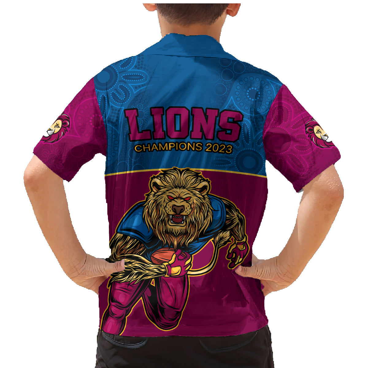 afl-lions-champions-2023-family-matching-mermaid-dress-and-hawaiian-shirt-proud-brisbane-aboriginal-vibe