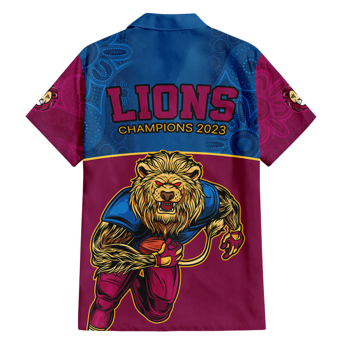 afl-lions-champions-2023-family-matching-off-shoulder-short-dress-and-hawaiian-shirt-proud-brisbane-aboriginal-vibe