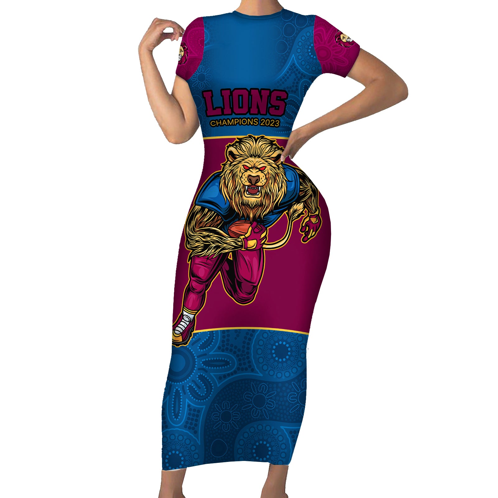 afl-lions-champions-2023-family-matching-short-sleeve-bodycon-dress-and-hawaiian-shirt-proud-brisbane-aboriginal-vibe